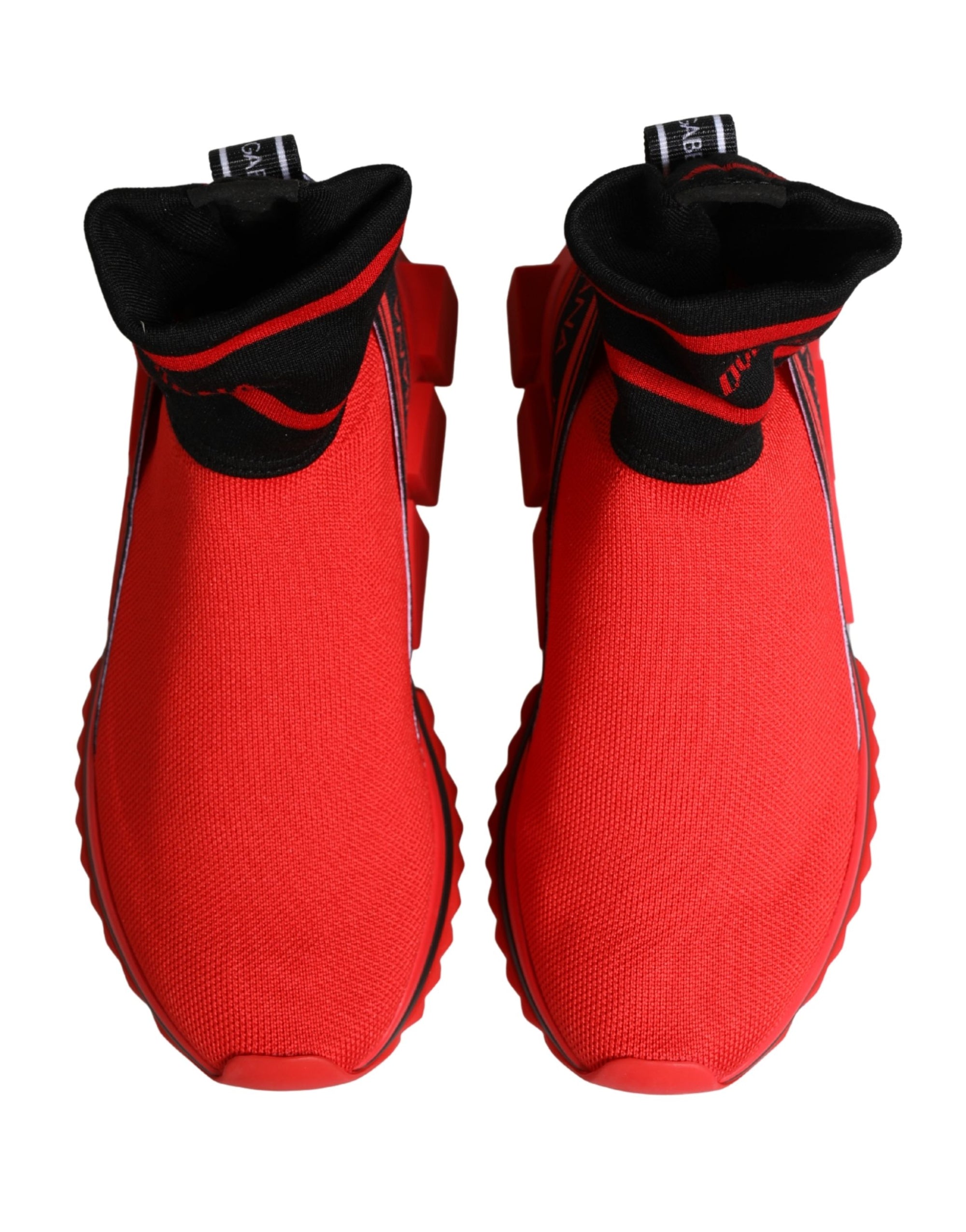 Dolce &amp; Gabbana Red Black Sorrento Socks Sneakers Shoes