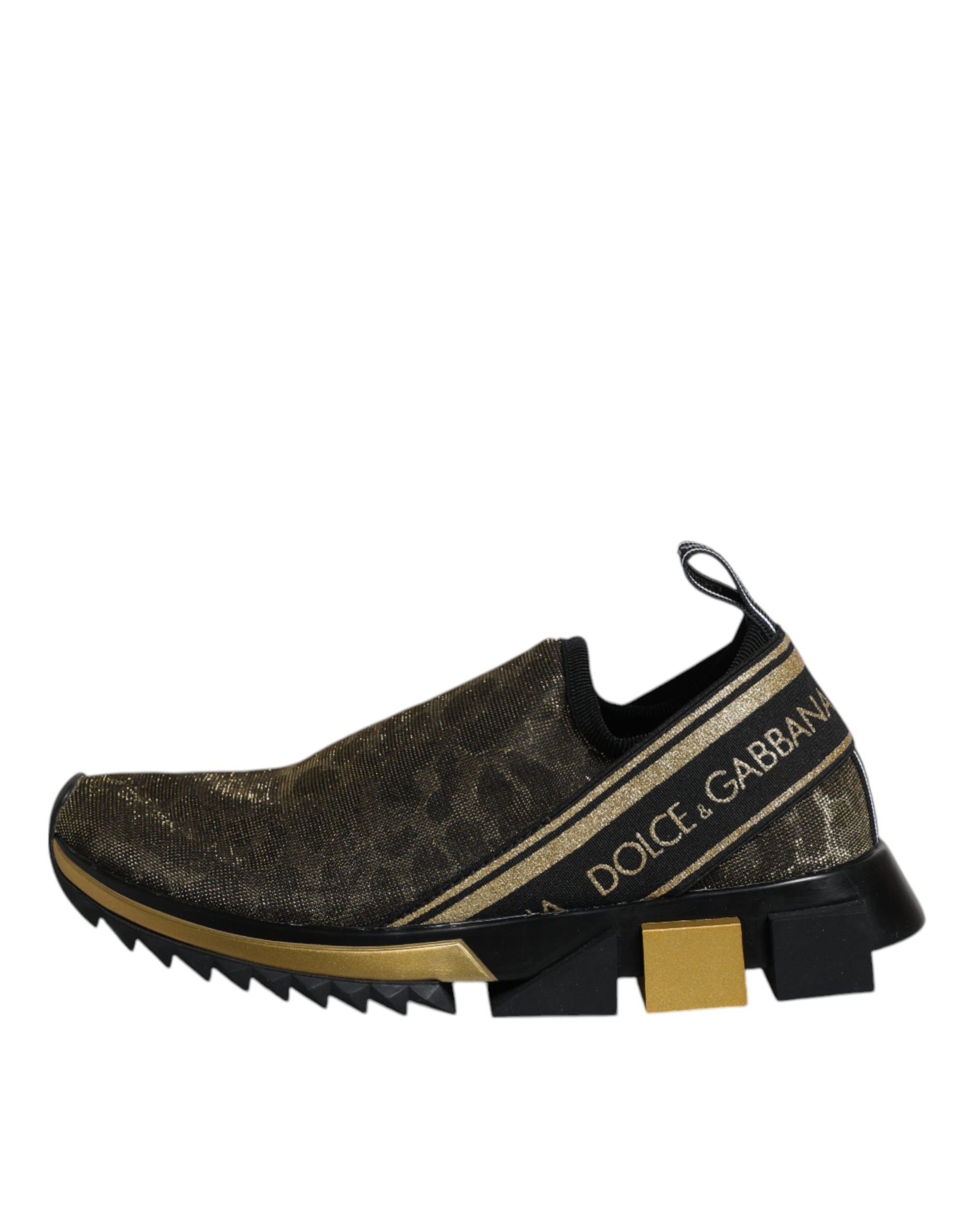 Dolce &amp; Gabbana Gold Glitter Leopard Sorrento Sneakers Shoes