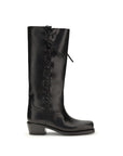 Paris Texas Black Calf Leather Bos Taurus Lace-Up Boots