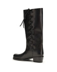 Paris Texas Black Calf Leather Bos Taurus Lace-Up Boots