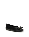 Ferragamo Black Calf Leather Bos Taurus Ballet Flats