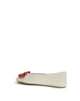 Ferragamo White Calf Leather Bos Taurus Ballet Flats