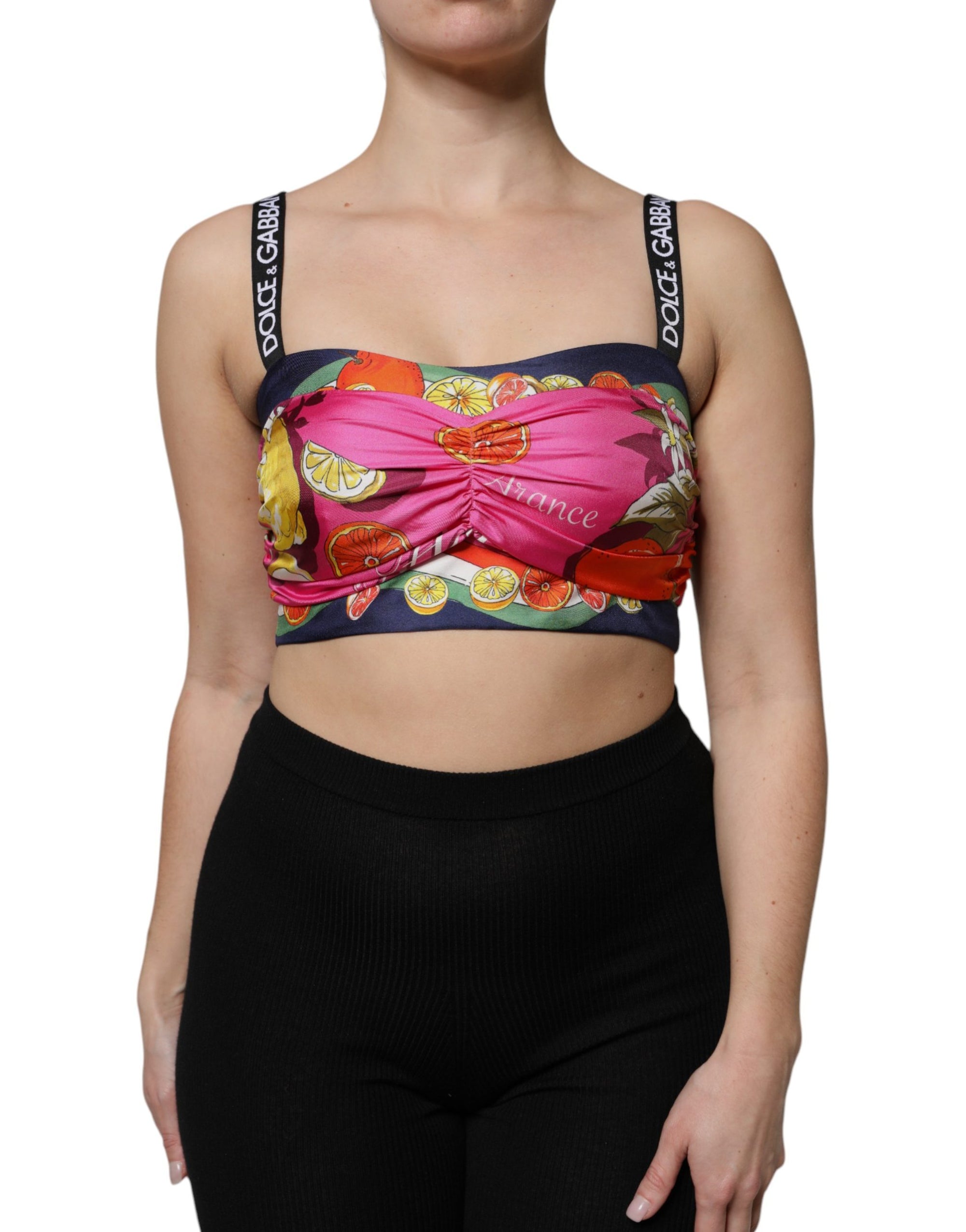 Dolce &amp; Gabbana Multicolor Silk Cropped Bustier Corset Top