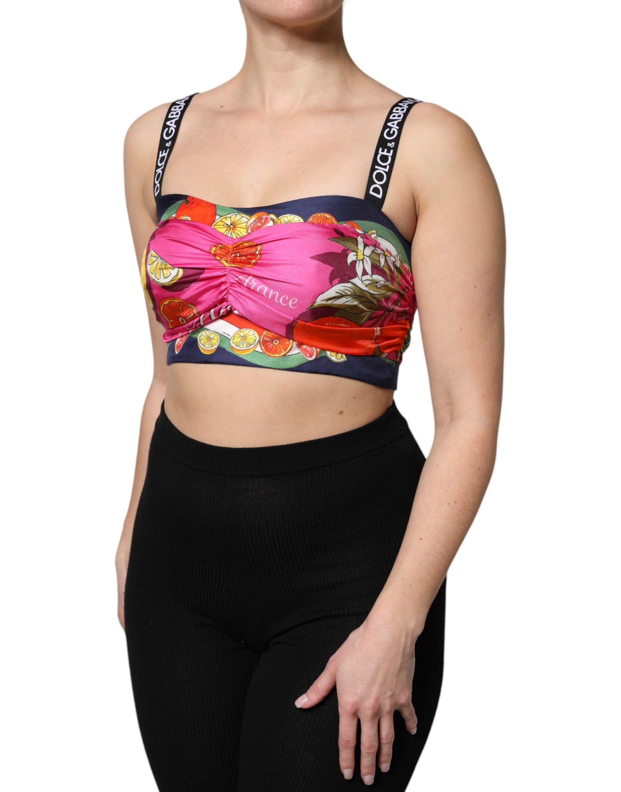 Dolce &amp; Gabbana Multicolor Silk Cropped Bustier Corset Top