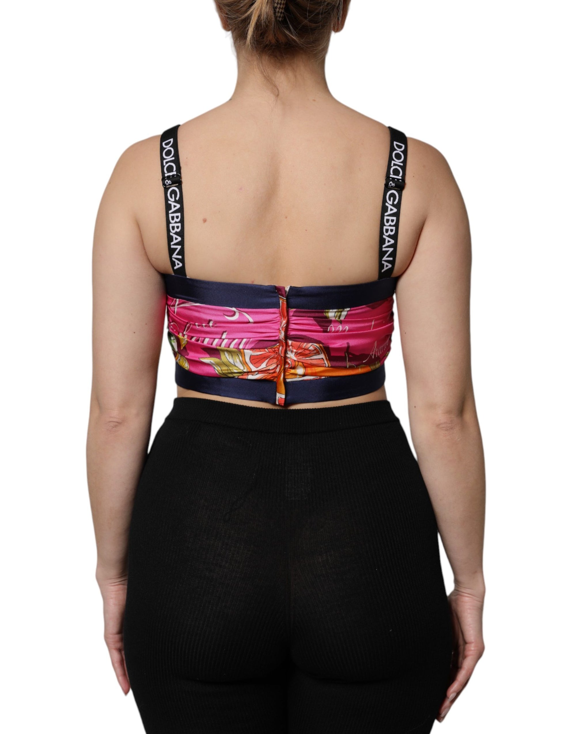 Dolce &amp; Gabbana Multicolor Silk Cropped Bustier Corset Top