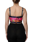 Dolce & Gabbana Multicolor Silk Cropped Bustier Corset Top
