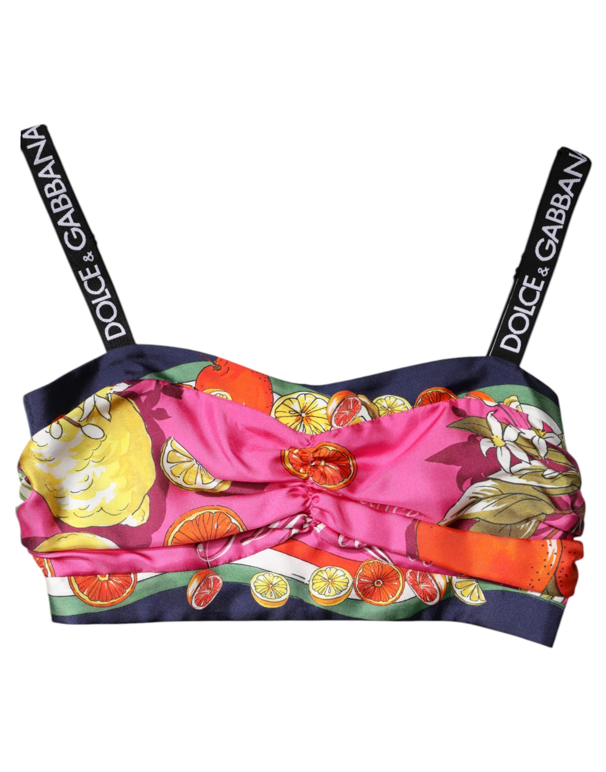 Dolce &amp; Gabbana Multicolor Silk Cropped Bustier Corset Top