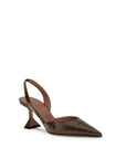 Amina Muaddi Brown Calf Leather Bos Taurus Platform Pumps