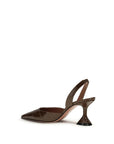 Amina Muaddi Brown Calf Leather Bos Taurus Platform Pumps