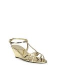 Prada Gold Calf Leather Bos Taurus Wedge Sandals