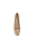 Ferragamo Beige Calf Leather Bos Taurus Ballet Flats
