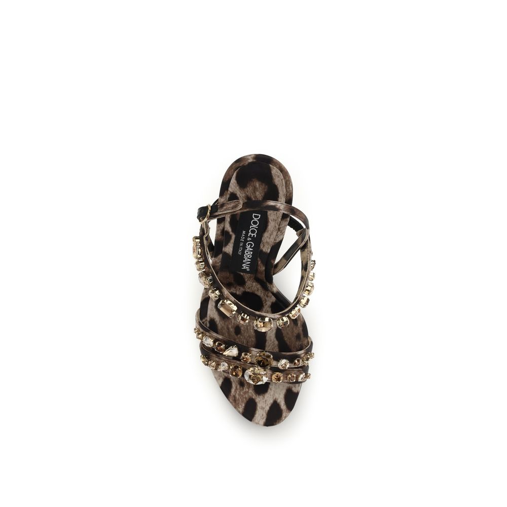 Dolce &amp; Gabbana Brown Fabric Stiletto Heel Sandals