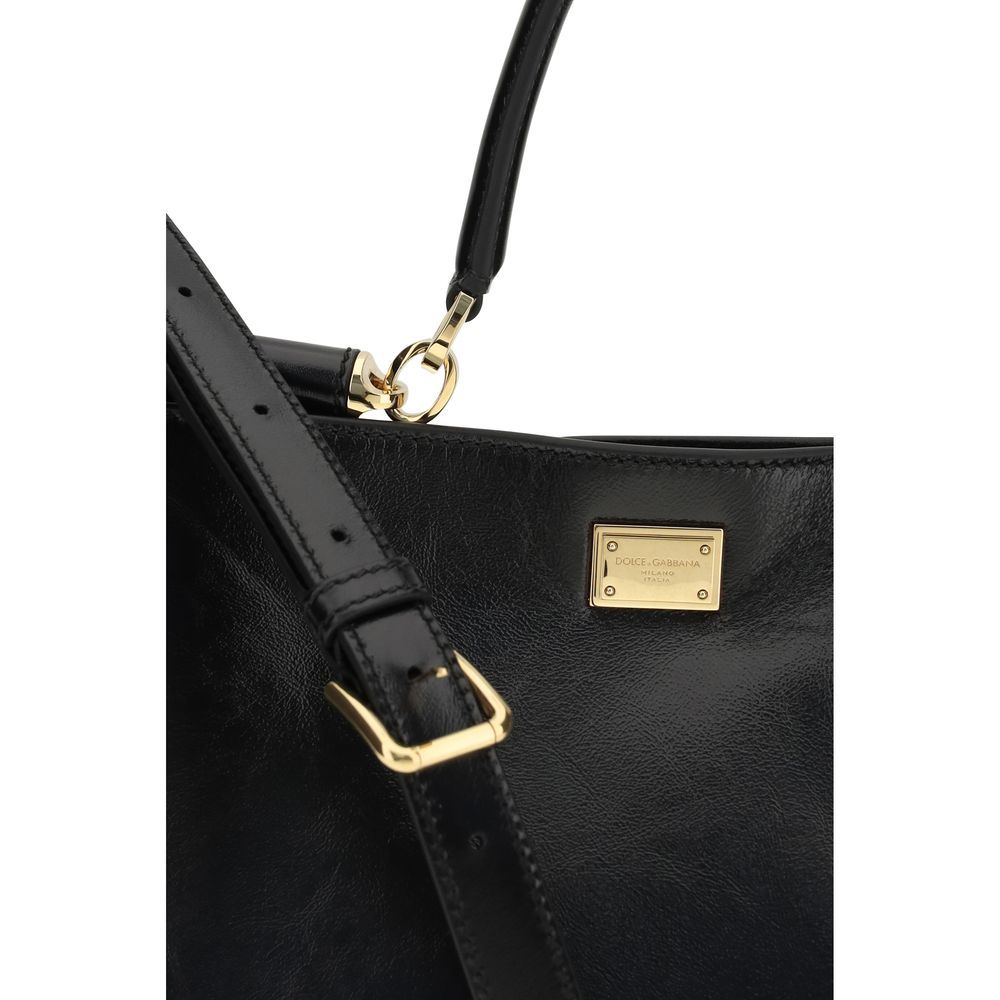 Dolce &amp; Gabbana Black Calf Leather Bos Taurus Shoulder Bag