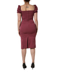 Dolce & Gabbana Maroon Silk Sweetheart Sheath Midi Dress