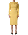 Dolce & Gabbana Yellow Silk Long Sleeves Sheath Midi Dress