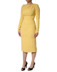 Dolce & Gabbana Yellow Silk Long Sleeves Sheath Midi Dress