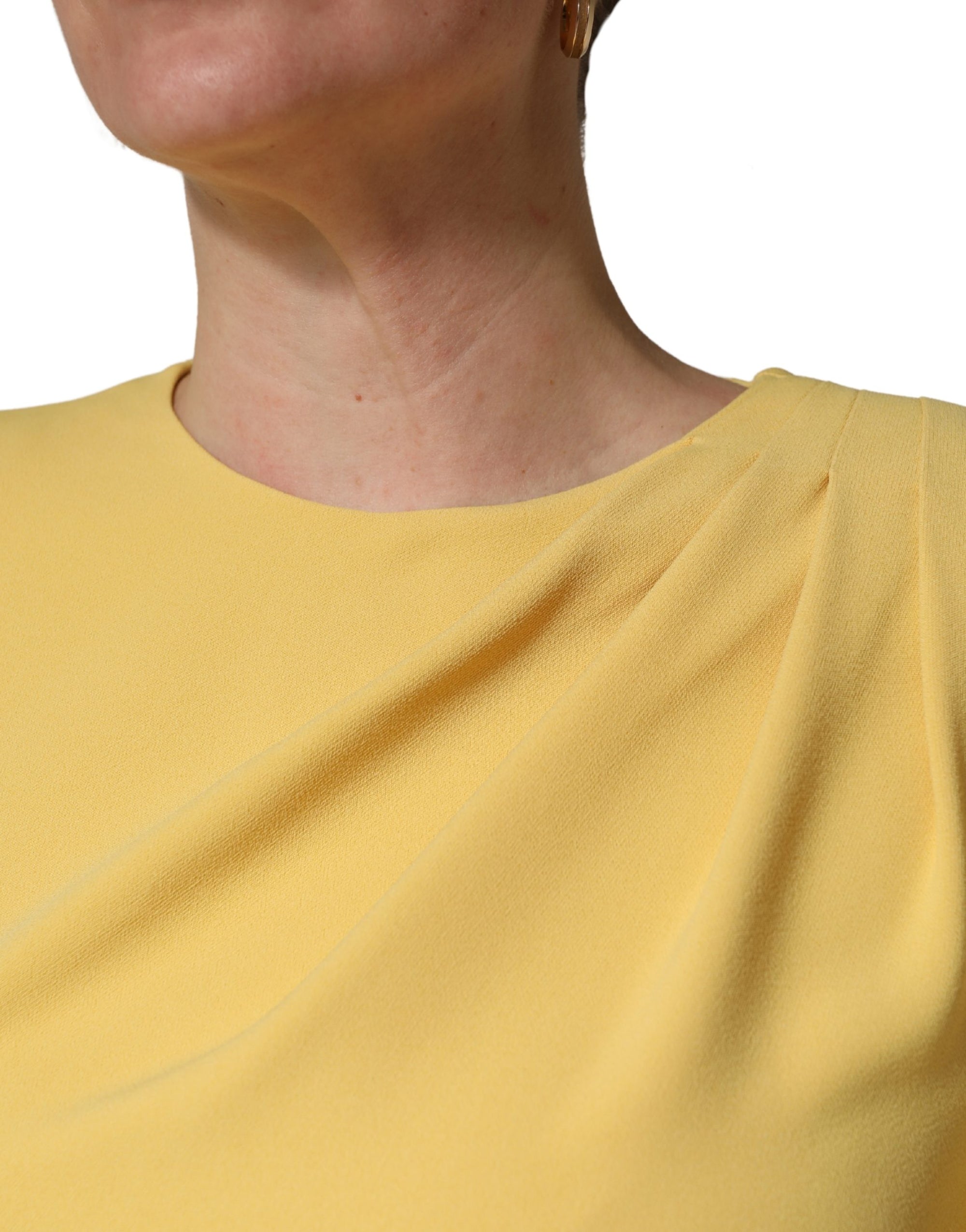 Dolce &amp; Gabbana Yellow Silk Long Sleeves Sheath Midi Dress