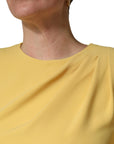 Dolce & Gabbana Yellow Silk Long Sleeves Sheath Midi Dress