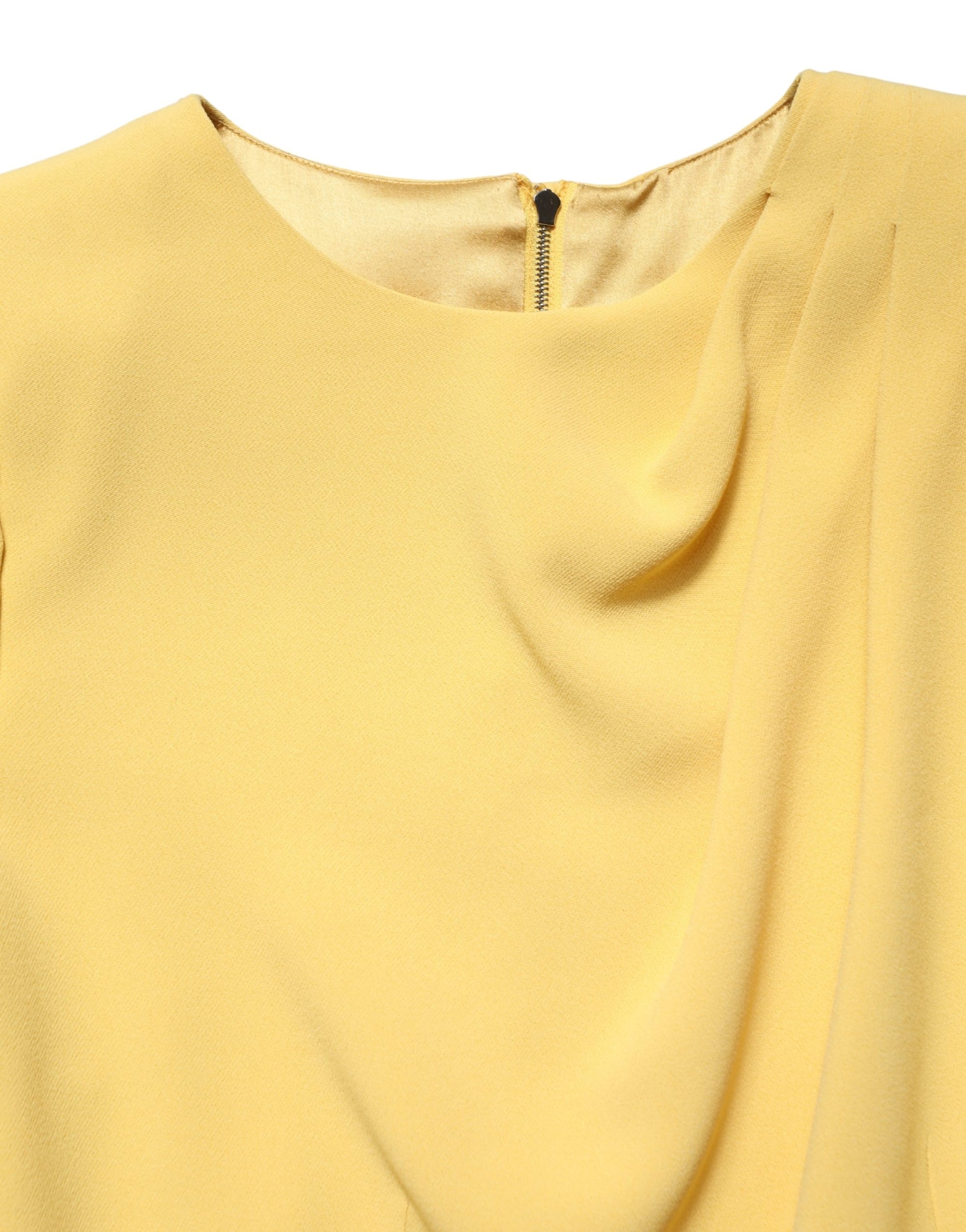 Dolce &amp; Gabbana Yellow Silk Long Sleeves Sheath Midi Dress