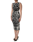 Dolce & Gabbana Black White Zebra Cady Calf Length Dress
