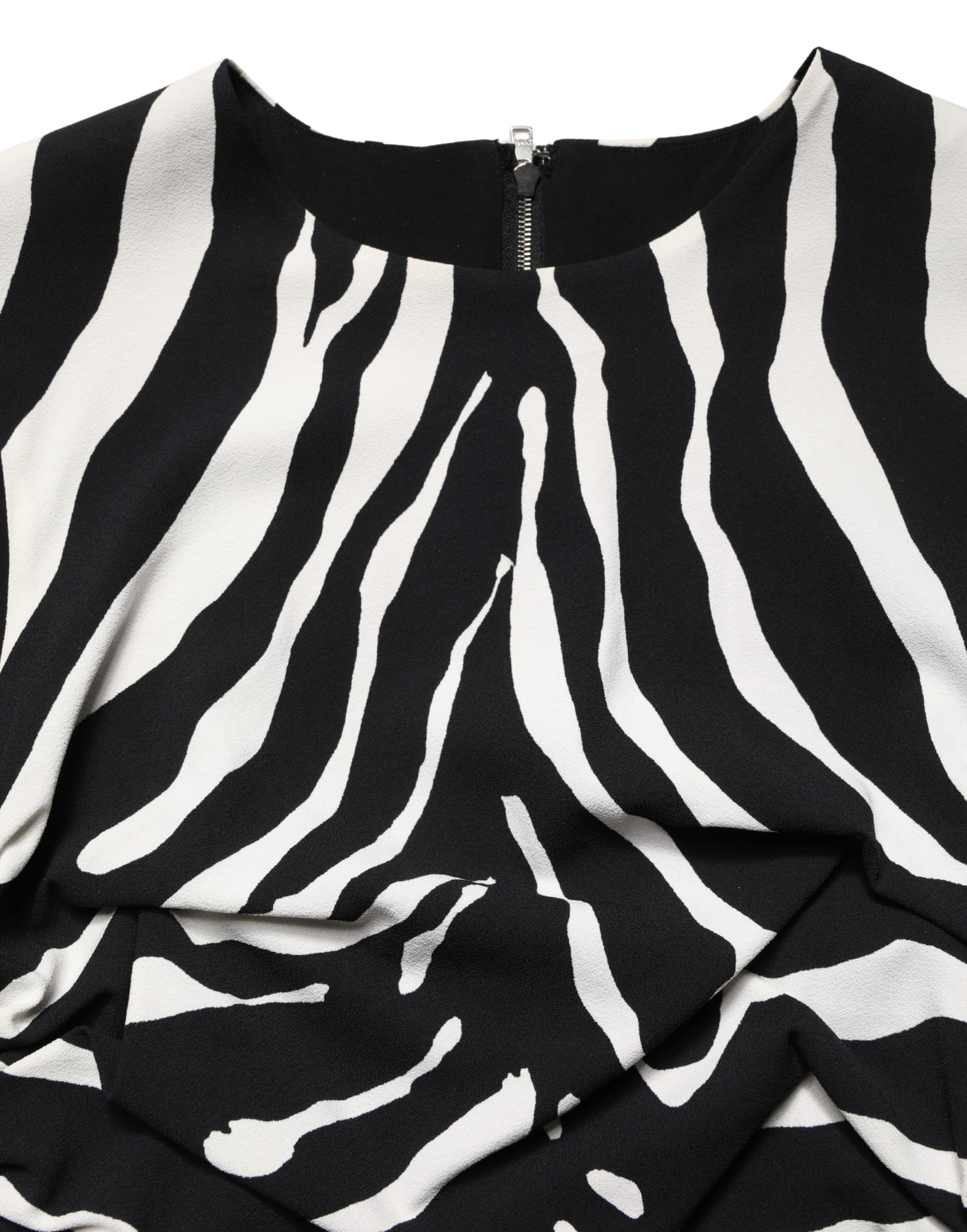Dolce &amp; Gabbana Black White Zebra Cady Calf Length Dress