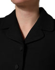 Dolce & Gabbana Black Collared Short Sleeves Cropped Blouse Top