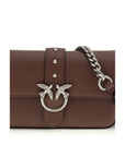 PINKO Brown Calf Leather Bos Taurus Shoulder Bag
