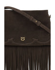 PINKO Brown Calf Leather Bos Taurus Shoulder Bag