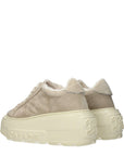 Casadei Beige Leather Chunky Sneakers