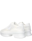 Prada White Fabric Low Top Sneakers