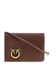 PINKO Bordeaux Calf Leather Bos Taurus Clutch Bag