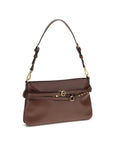 PINKO Brown Calf Leather Bos Taurus Shoulder Bag