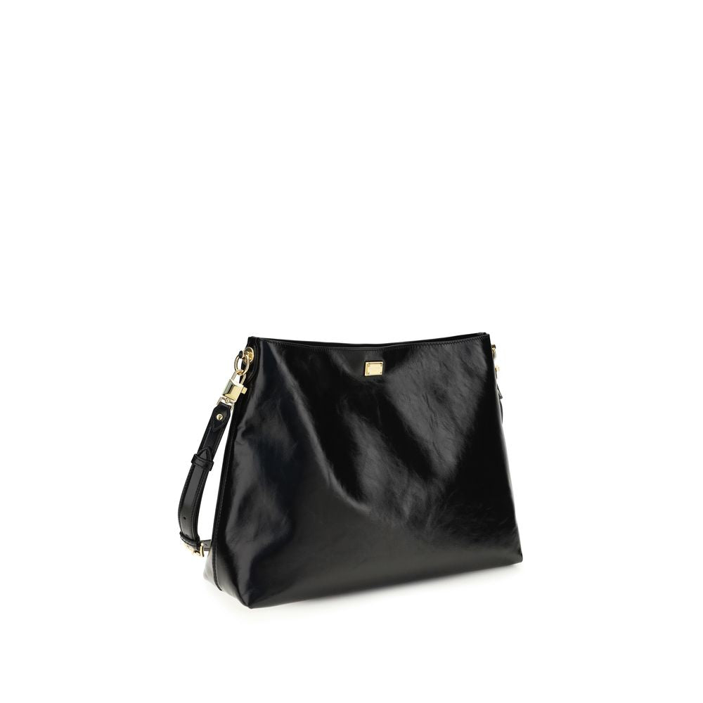 Dolce &amp; Gabbana Black Calf Leather Bos Taurus Shoulder Bag