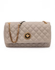 Versace Taupe Quilted Leather Shoulder Strap Bag