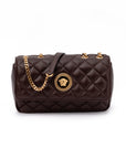 Versace Brown Quilted Leather Shoulder Strap Bag