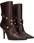Versace Brown Leather Ankle Boots