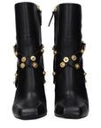 Versace Black Leather Ankle Boots