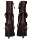 Versace Brown Leather Ankle Boots