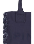 PINKO Blue Cotton Shoulder Bag
