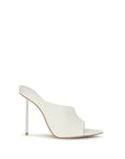 LE SILLA White Calf Leather Bos Taurus Stiletto Heel Sandals