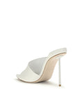 LE SILLA White Calf Leather Bos Taurus Stiletto Heel Sandals