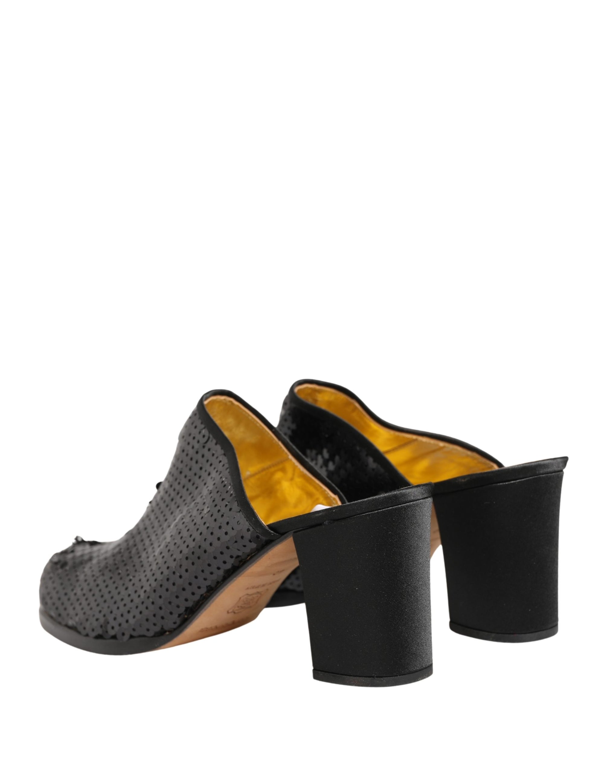 Dolce &amp; Gabbana Black Sequined Mules Shoes