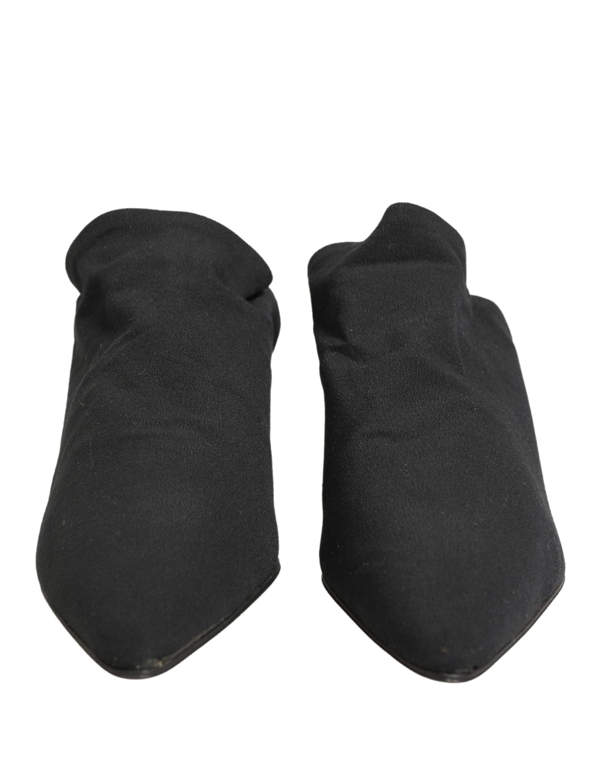Dolce &amp; Gabbana Black Suede Heel Mule Shoes