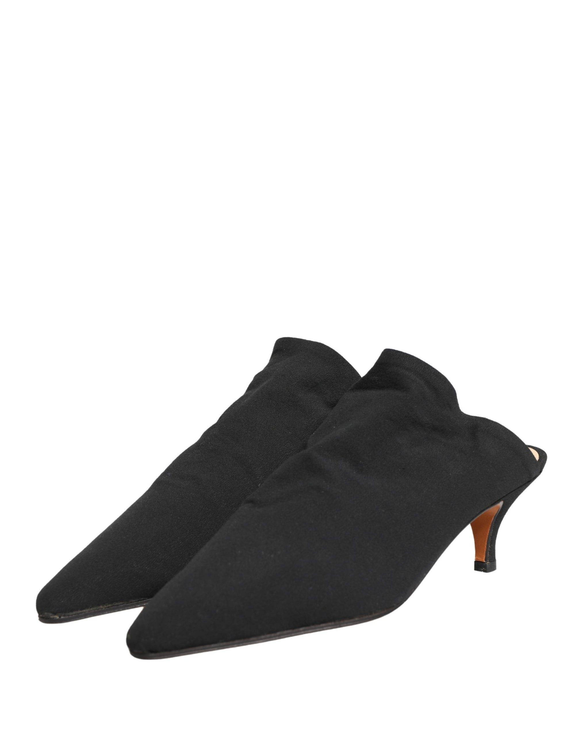 Dolce &amp; Gabbana Black Suede Heel Mule Shoes