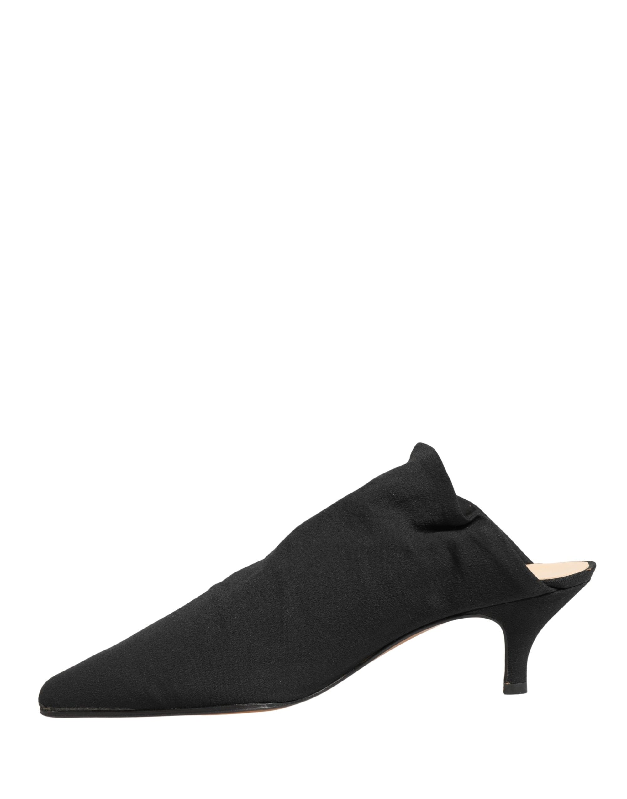 Dolce &amp; Gabbana Black Suede Heel Mule Shoes