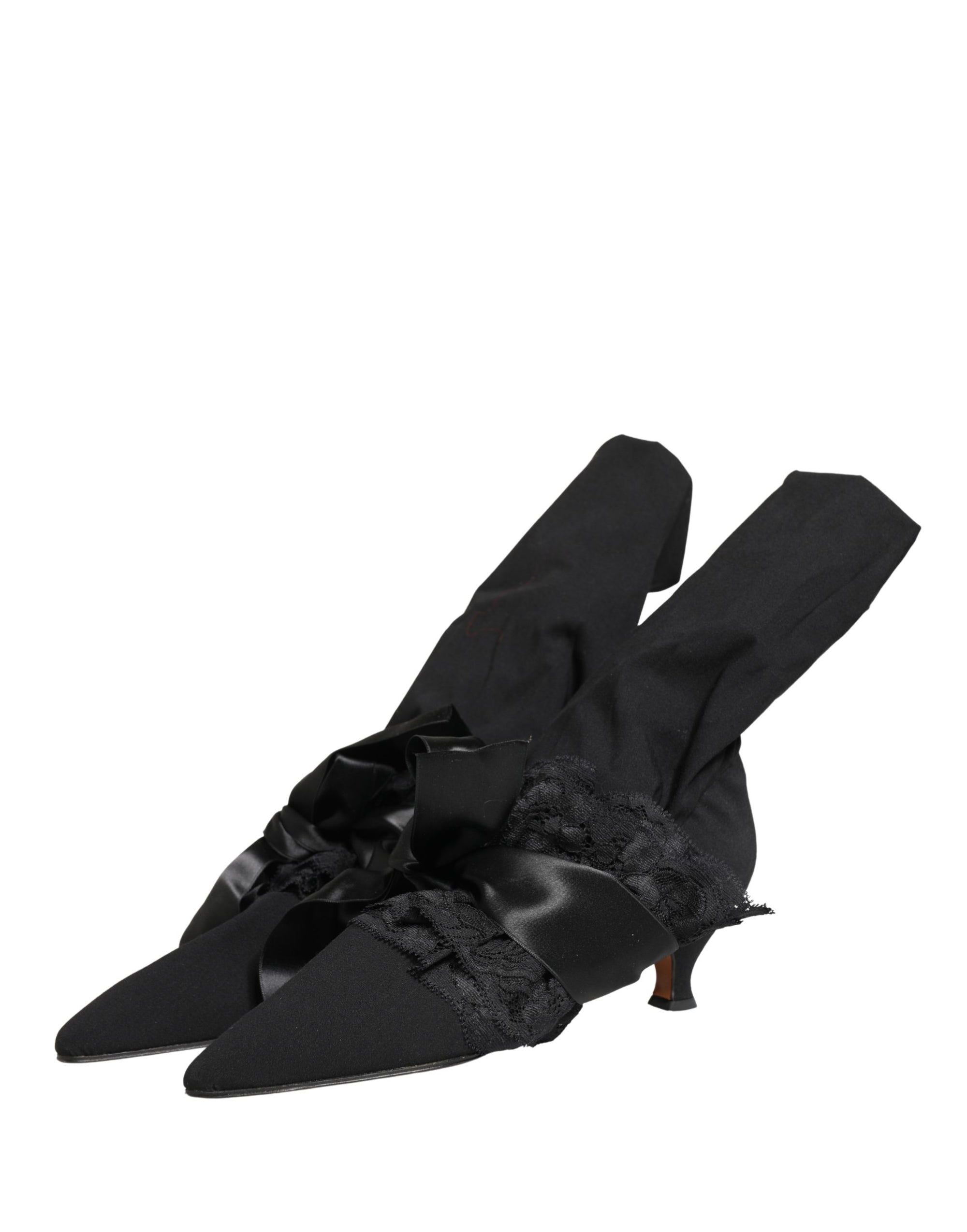 Dolce &amp; Gabbana Black Suede Mid Calf Boots Shoes