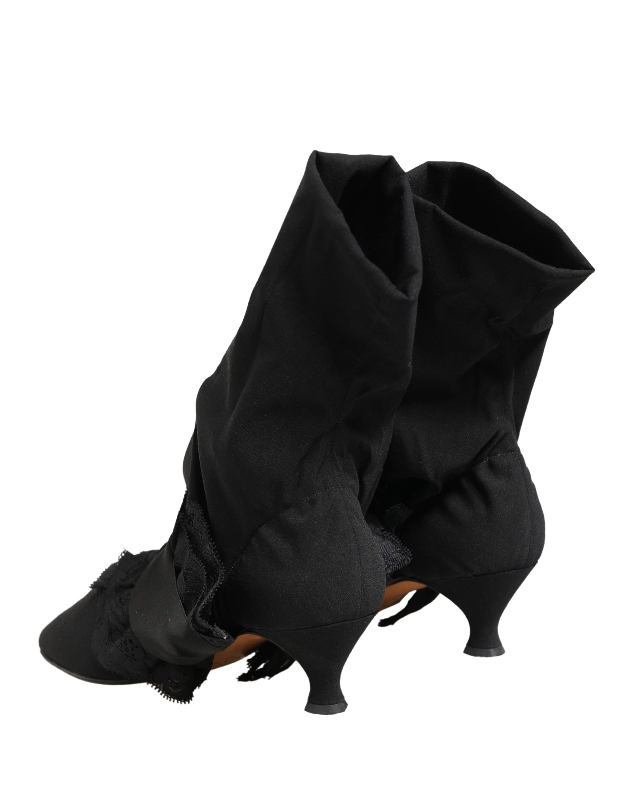 Dolce &amp; Gabbana Black Suede Mid Calf Boots Shoes