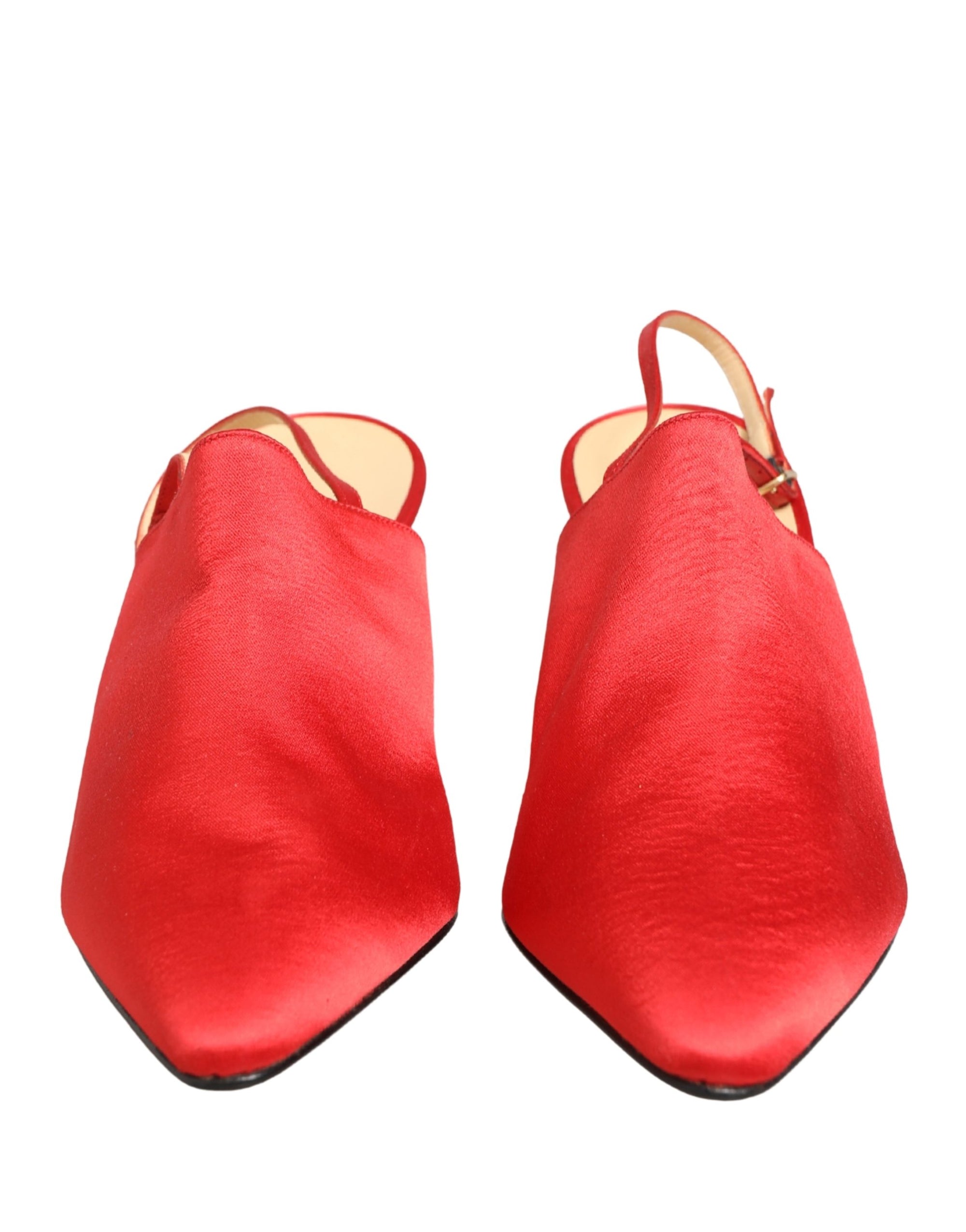Dolce &amp; Gabbana Red Suede Heel Slingback Shoes