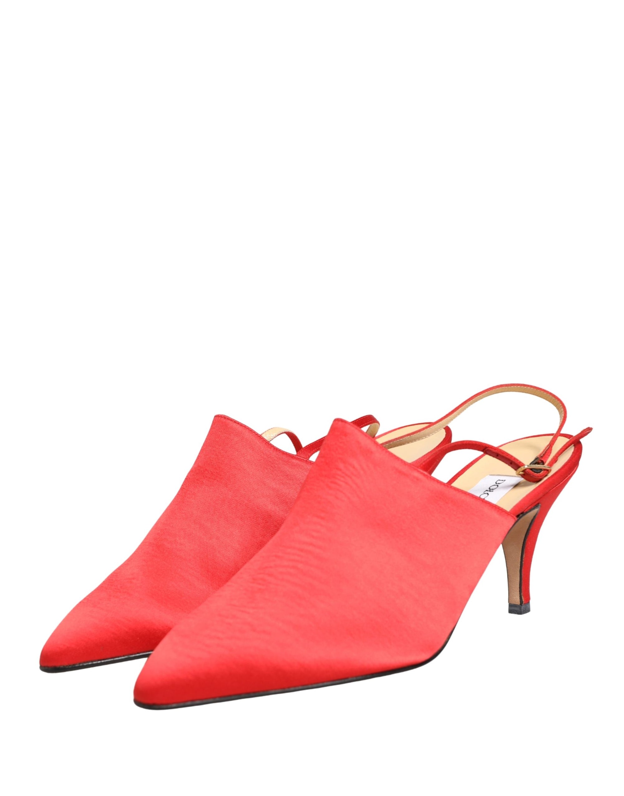 Dolce &amp; Gabbana Red Suede Heel Slingback Shoes