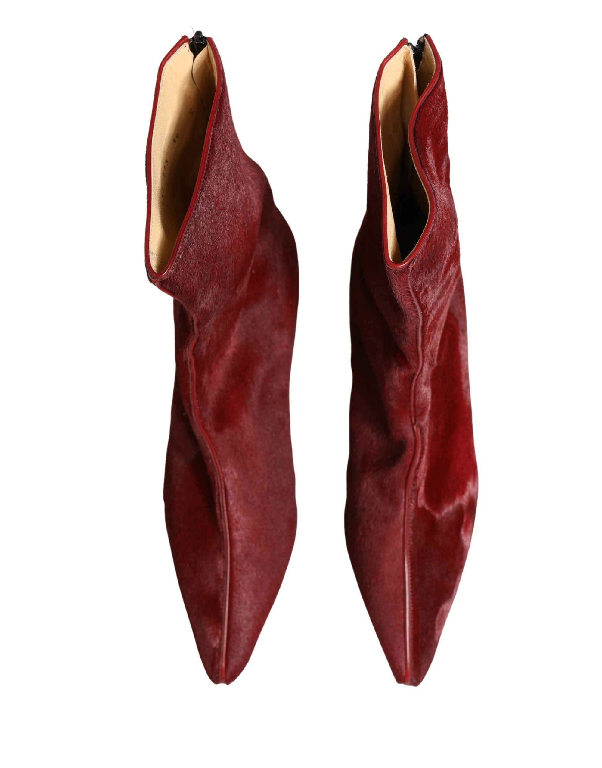 Dolce &amp; Gabbana Burgundy Mid Calf Boots Shoes